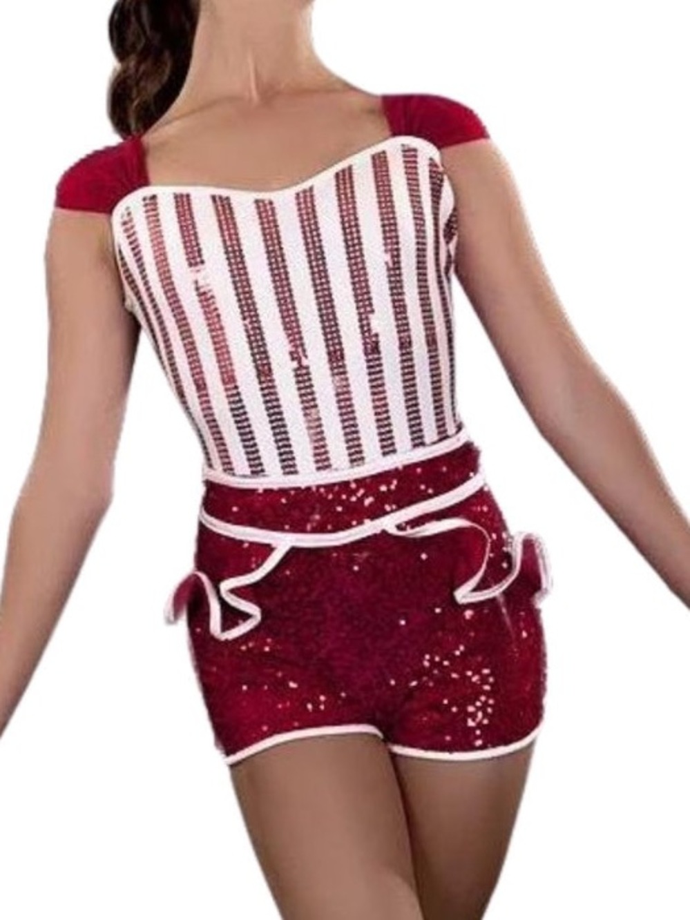 3/$75 Stardom Red & White Sequin Dance Costume